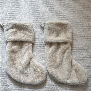 Fuzzy Cream Holiday Stockings
